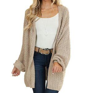 Oversized Chunky Knit Cardigan Open Front Long Sleeve Sweater